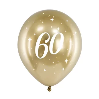 Gold Glossy '60' Balloons - 12" Latex (6ct)