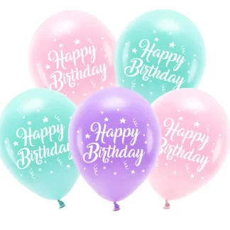 Happy Birthday Mix Eco Balloons - 10" Latex (5ct)