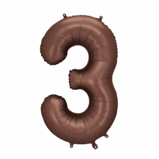 Mocha Number 3 Balloon - 34" Foil