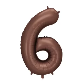 Mocha Number 6 Balloon - 34" Foil
