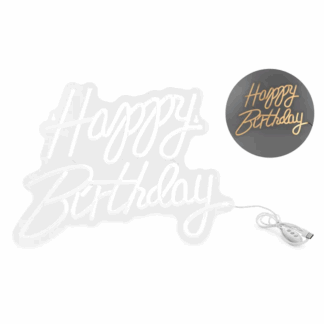 White LED Neon Happy Birthday Sign - 40x29.5cm