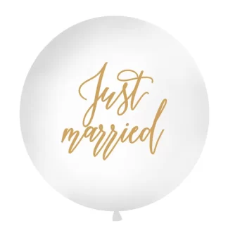 'Just Married' White Balloon - 100cm Latex (1ct)