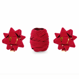 Red Velour Ribbon and Rosettes Set - (5mm x 10m)