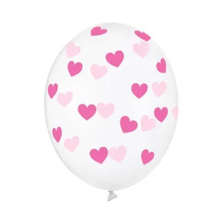 Fuchsia Hearts Crystal Clear Balloons - 12" Latex (6ct)
