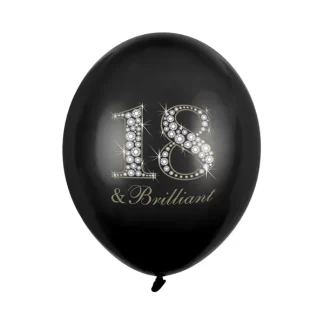18 & Brilliant Birthday Black Balloons - 12" Latex (50ct)