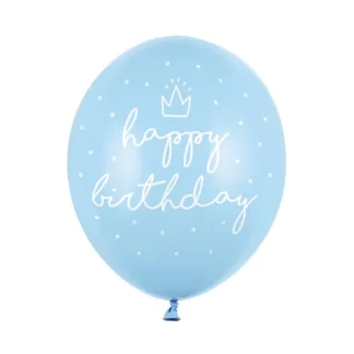 Happy Birthday Pastel Blue Balloons - 12" Latex (6ct)