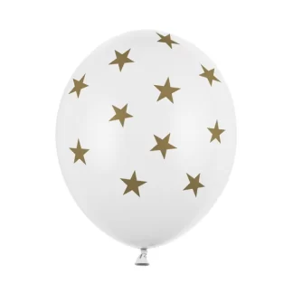 Gold Stars White Balloons - 12" Latex (6ct)