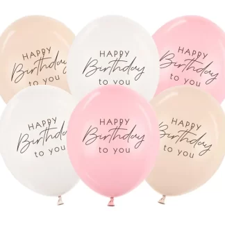 Happy Birthday Pink Mix Balloons - 12" Latex (6ct)