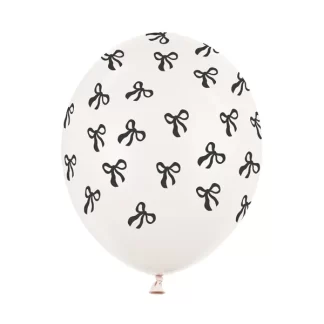 Black Bows White Balloons - 12" Latex (6ct)