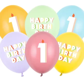 Happy Birthday Age 1 Assorted Balloons - 12" Latex (6ct)