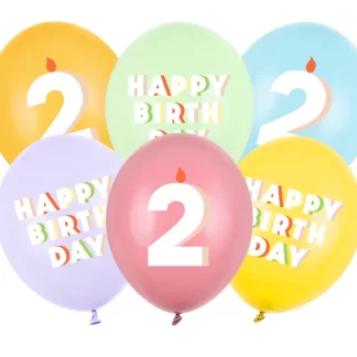 Happy Birthday Age 2 Assorted Balloons - 12" Latex (6ct)