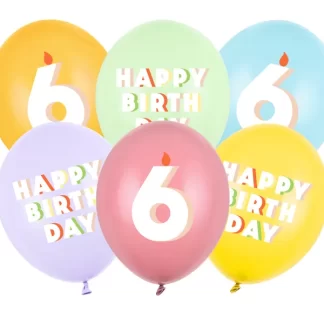 Happy Birthday Age 6 Assorted Balloons - 12" Latex (6ct)