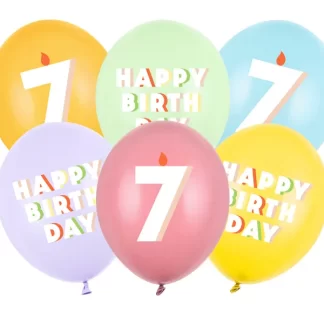 Happy Birthday Age 7 Assorted Balloons - 12" Latex (6ct)
