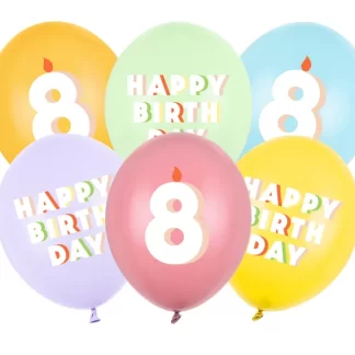 Happy Birthday Age 8 Assorted Balloons - 12" Latex (6ct)