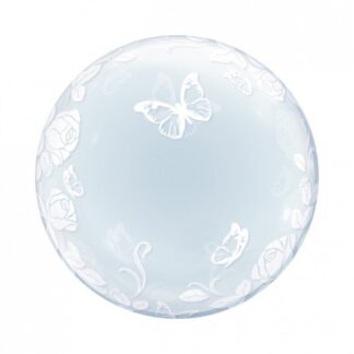 Elegant Roses & Butterflies Deco Bubble Balloon - 24″