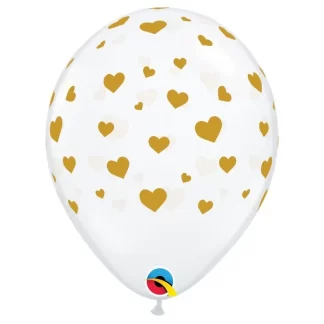 Diamond Clear Gold Random Hearts Balloons - 11" Latex (25ct)