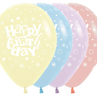 Happy Birthday Festival Pastel Matte Assortment Balloons - 12" Latex (25ct)