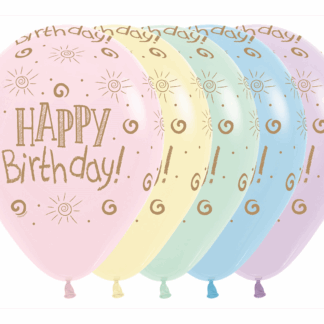 Happy Birthday Sun Pastel Matte Assortment Balloons - 12" Latex (25ct)