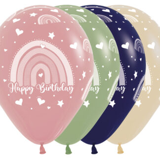 Happy Birthday Rainbows Assortment Balloons - 12" Latex (25ct)