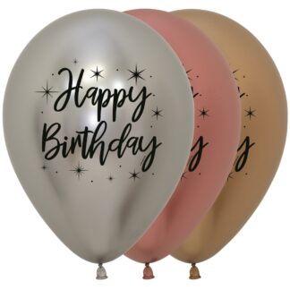 Happy Birthday Radiant Reflex Assortment Balloons - 12" Latex (25ct)