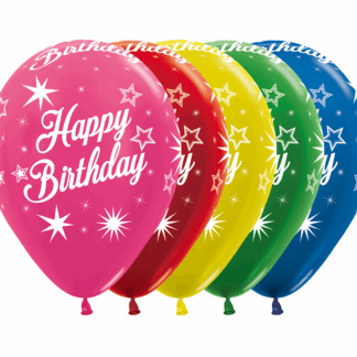Happy Birthday Sparkle Metallic Assortiment Balloons - 12" Latex (12ct)