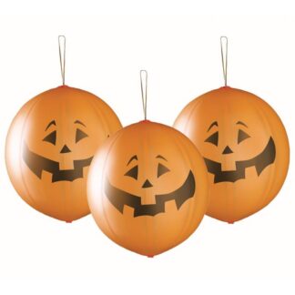 Halloween Pumpkin Balloon with rubber band - 18" Latex (3ct)