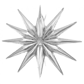 Silver 3D Starburst Balloon Air-fill Only - 19.5" Foil