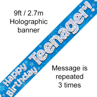 Blue Happy Birthday Teenager Banner - 2.7m (6ct)