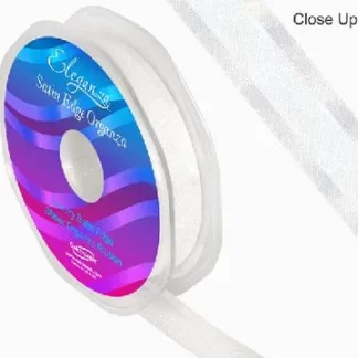 White Satin Edge Organza Ribbon - (15mm x 25m)