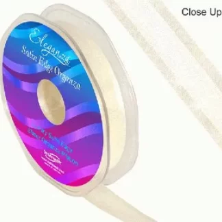 Ivory Satin Edge Organza Ribbon - (15mm x 25m)