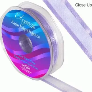 Lavender Satin Edge Organza Ribbon - (15mm x 25m)