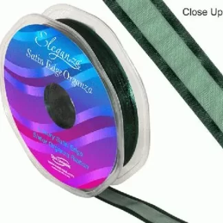 Green Satin Edge Organza Ribbon - (15mm x 25m)