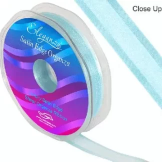 Duck Egg Blue Satin Edge Organza Ribbon - (15mm x 25m)
