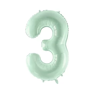 Pastel Green Number 3 Balloon - 28" Foil