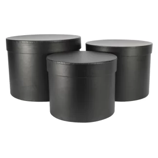 Black Hat Box (Set of 3) - (Largest - D19 x H14.4cm)