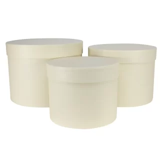 Cream Hat Box (Set of 3) - (Largest - D19 x H14.4cm)