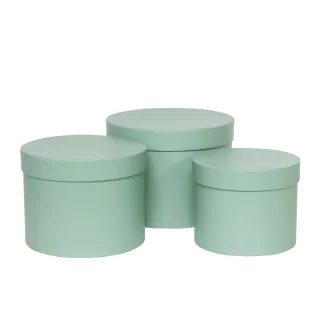 Soft Green Hat Box (Set of 3) - (Largest - D19 x H14.4cm)