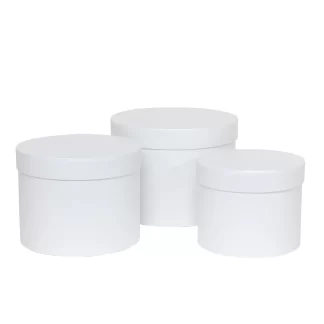 Pearl White Hat Box (Set of 3) - (Largest - D19 x H14.4cm)