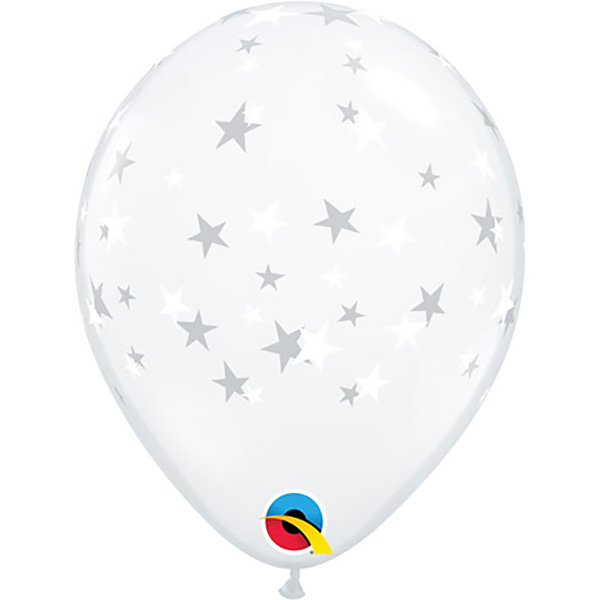 Diamond Clear White Contempo Stars Balloons - 5" Latex (100ct)