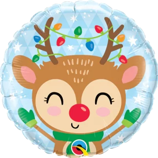 Reindeer & Coloured Lights Christmas Balloon - 18" Foil