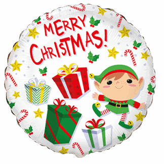 Merry Christmas Elf Balloon - 18" Foil (Unpackaged)