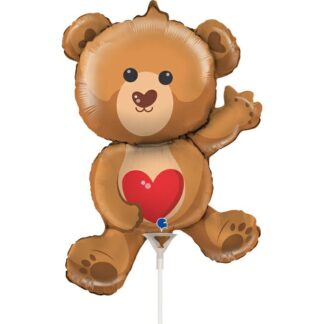 Mini Bear With Heart Air-Filled Balloon (108)  – 14" Foil