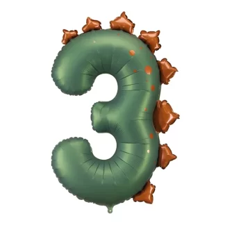 Dinosaur Number 3 Balloon - 36" Foil