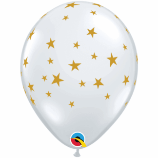 Diamond Clear Gold Contempo Stars Balloons - 11" Latex (25ct)