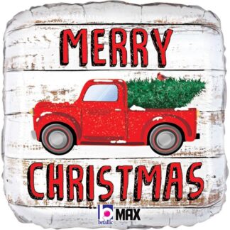 Merry Christmas Truck Balloon - 18" Foil