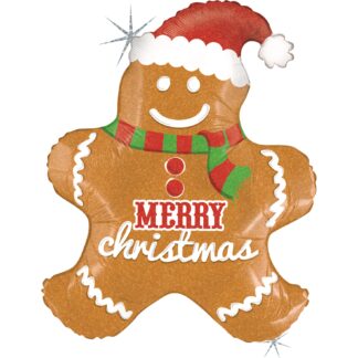 Holographic Gingerbread Christmas Balloon - 31" Foil