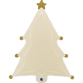 Cream Christmas Tree Balloon - 27" Foil