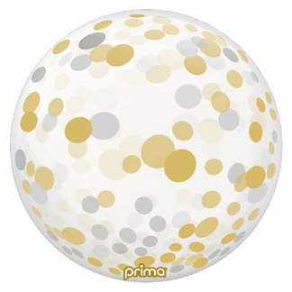 Gold & Silver Confetti Filled Sphere Bubble - 20″ Balloon
