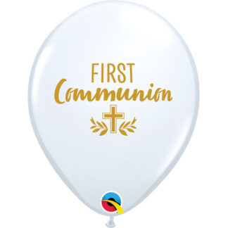 First Communion Cross White Balloons - 11" Latex (25ct)