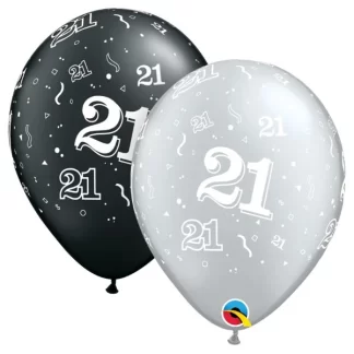 21-A-Round Pearl Onyx Black & Silver Balloons - 11" Latex (25ct)